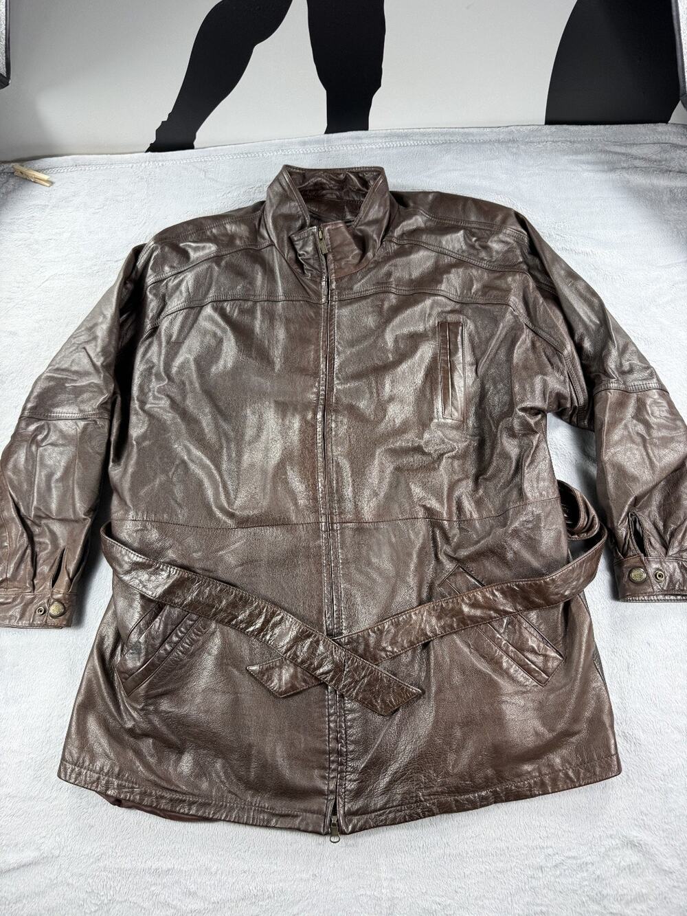VINTAGE Wilsons Leather Jacket Mens Extra Large Brown Insulated Belted Full Zip